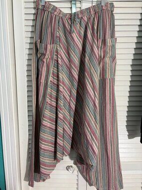 Lakhays M/L Striped Drop Crotch Harem Pants Cotton Nepal Boho Hippie